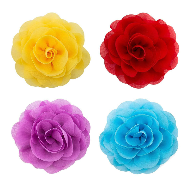 LUTER 4pcs Pet Collar Flowers Multicolored Dog Flower Tie&Bow Floral Collar Charms Accessories, Detachable Flower Embellishment for Cats, Dogs, Pets Supplies (8cm / 3.14inch) sky blue, red, yellow, light purple - PawsPlanet Australia