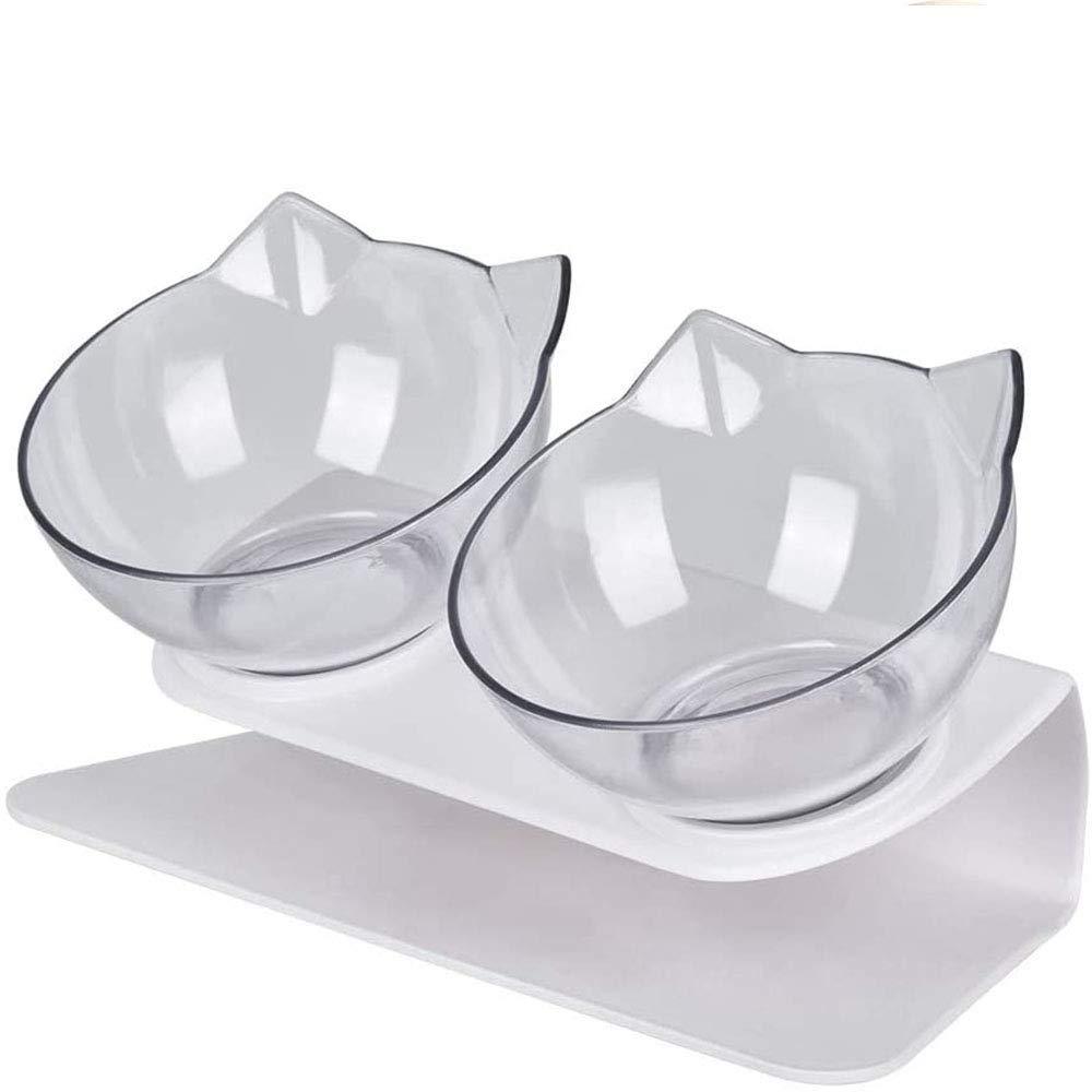 Double Cat Bowls with Raised Stand, 15°Tilted Non Slip Cat Feeding Bowl, Multi Purpose Pet Feeding Bowl, Reduce Pets Neck Pain for Cats and Small Dogs - PawsPlanet Australia