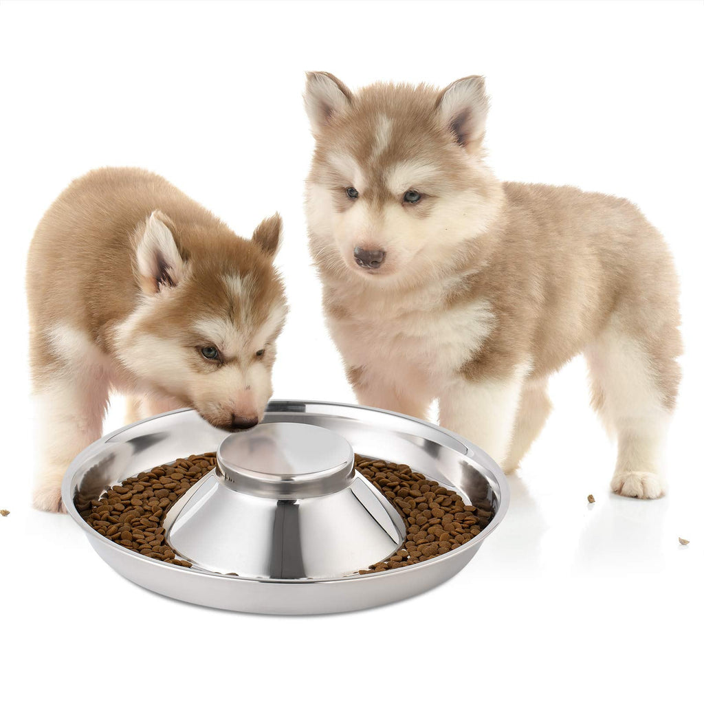 Yangbaga Puppy weaning Bowl, Stainless Steel Metal Dog Bowls，Can be Used for Multiple Puppies to Eat Water Bowl and Dog Food Bowl at The Same Time (30cm/11.8in) - PawsPlanet Australia