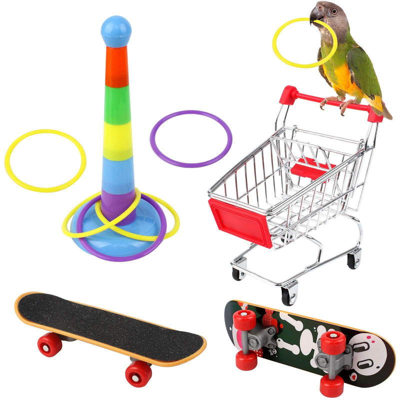 Huahao Birds Toys Parrot Toys Set, Parrots Training Toys and Accessories, Parrot Skateboard Parrot Cart Ball Ferrule - Random Color - PawsPlanet Australia