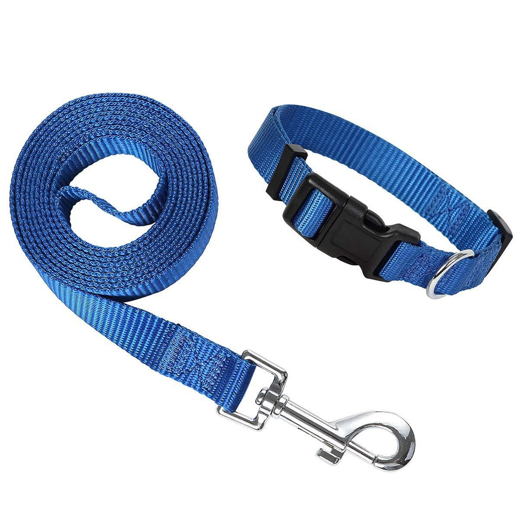 Kosttapaws Dog Collar and Leash Set, Quick Release Nylon Collar with Matching Leash for Small Medium and Large Dogs, Adjustable and Breathable Puppy Leash and Collar Set M Blue - PawsPlanet Australia