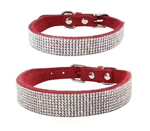 BAX Canine Super Bling Soft Suede Dog collar RED MEDIUM - PawsPlanet Australia