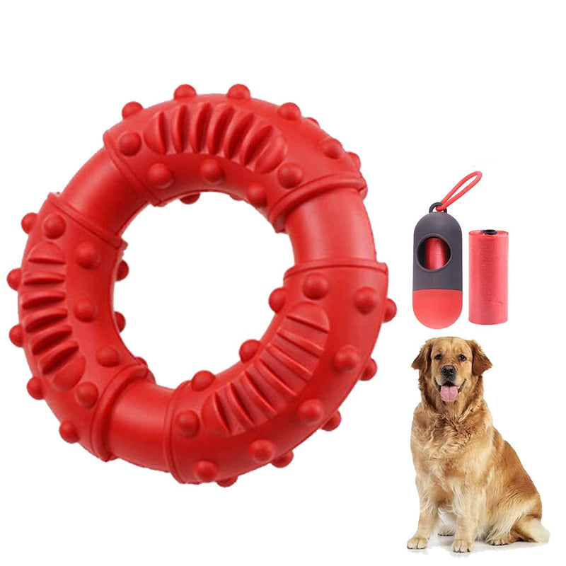 BundleMall Dog Molar Rubber Ring Puppy Chew Circle Bite Resistant Pet Toy,Dog Interactive Circle,for Teeth Cleaning and Training Pool Floating Chew Ring Toys (red) red - PawsPlanet Australia