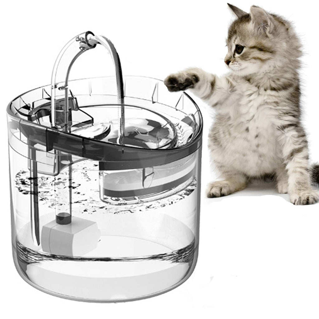 Cat Water Fountain, 1.8L Acrylic Pet Drinking Fountain Transparent Automatic Pets Water Dispenser Ultra-Quiet Non-slip, with Replacement Filter and Smart Sensor 1 Count (Pack of 1) - PawsPlanet Australia