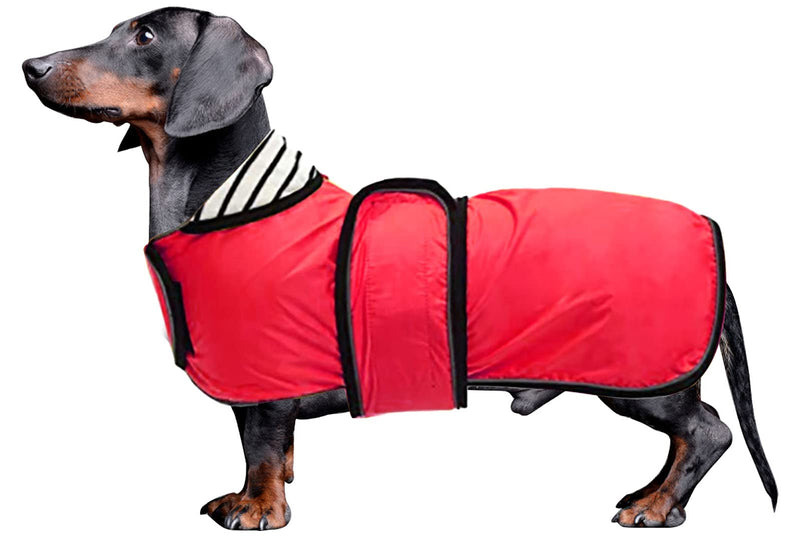 Morezi Dachshund Raincoat with Reflective Bar, Rain/Water Resistant, Adjustable Reflective Dog Vest - Stylish Premium Dog Raincoats for Dachshunds - Red - S Small(Back: 30-33cm) - PawsPlanet Australia