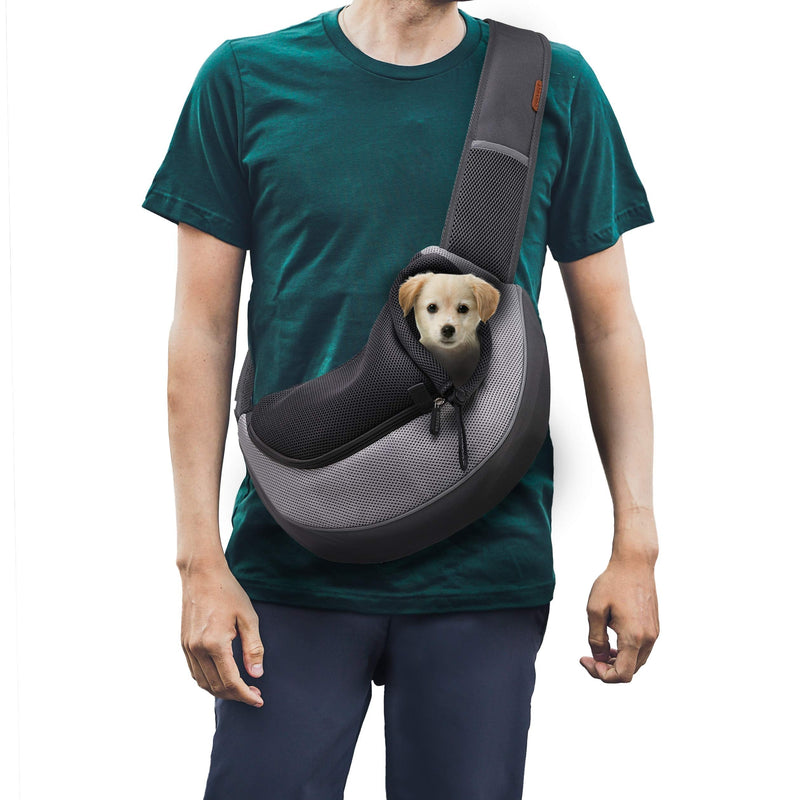 FDJASGY Pet Sling Carrier for Small Dogs Cats,Breathable Mesh Travelling Hand Free Puppy Backpack with Pouch and Adjustable Strap Carrier S Grgy - PawsPlanet Australia