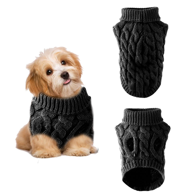 Homeriy Pet Classic Turtleneck Sweater, Dog Jumper Cute Dog Knitted Braided Sweater, Pet Knitwear Outerwear for Small Dogs & Cats M black - PawsPlanet Australia