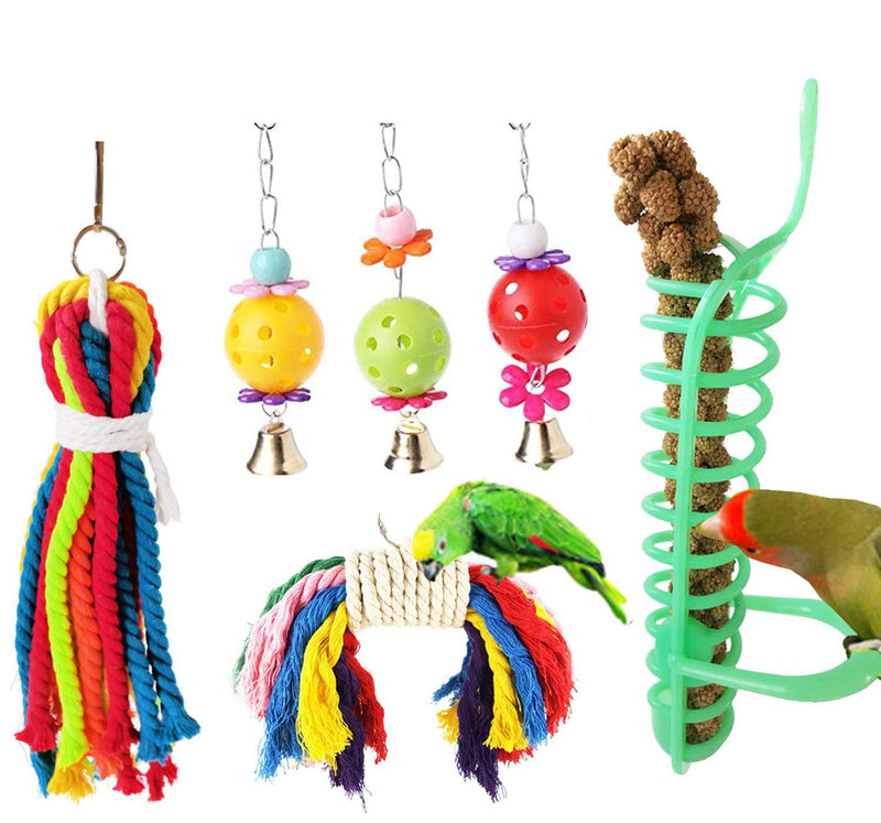 Tengcong Tech 6 Pieces Bird Swing Toys Parrot Cage Toys Bird Foraging Toy Parrot Fruit Vegetable Holder Hanging Seed Feeder Toy for Small Medium BirdsCockatiels, Love Birds, Finches - PawsPlanet Australia