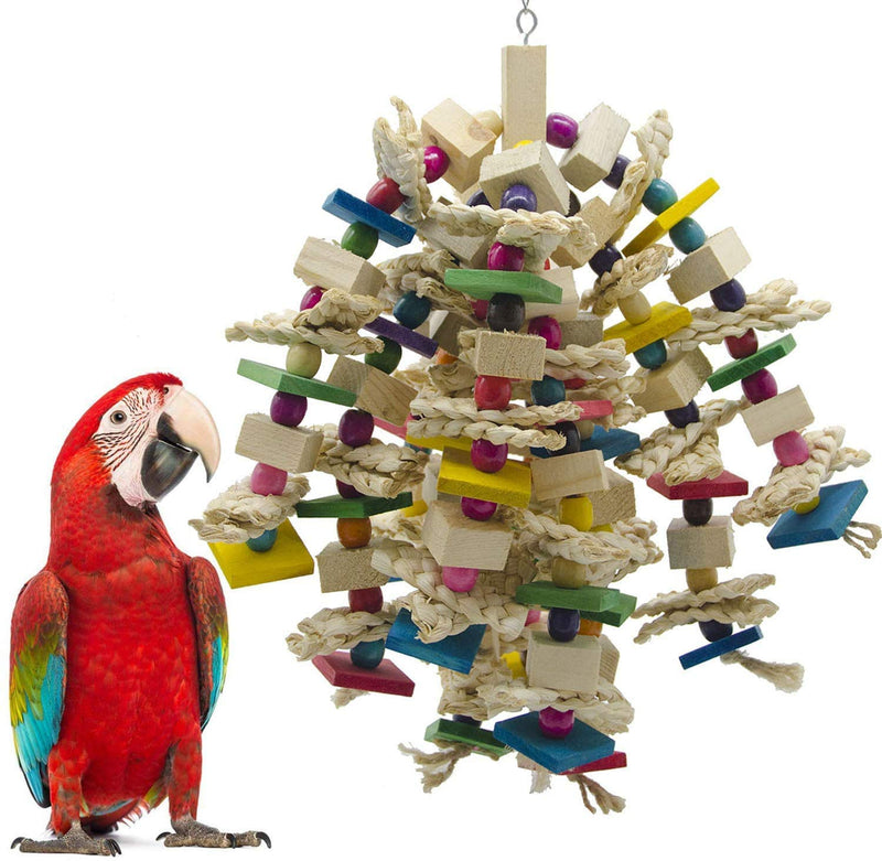 Wonninek Large Parrot Chewing Toy Bird Parrot Blocks Knots Tearing Toy Bird Cage Bite Toy for African Grey Macaws Cockatoos - PawsPlanet Australia