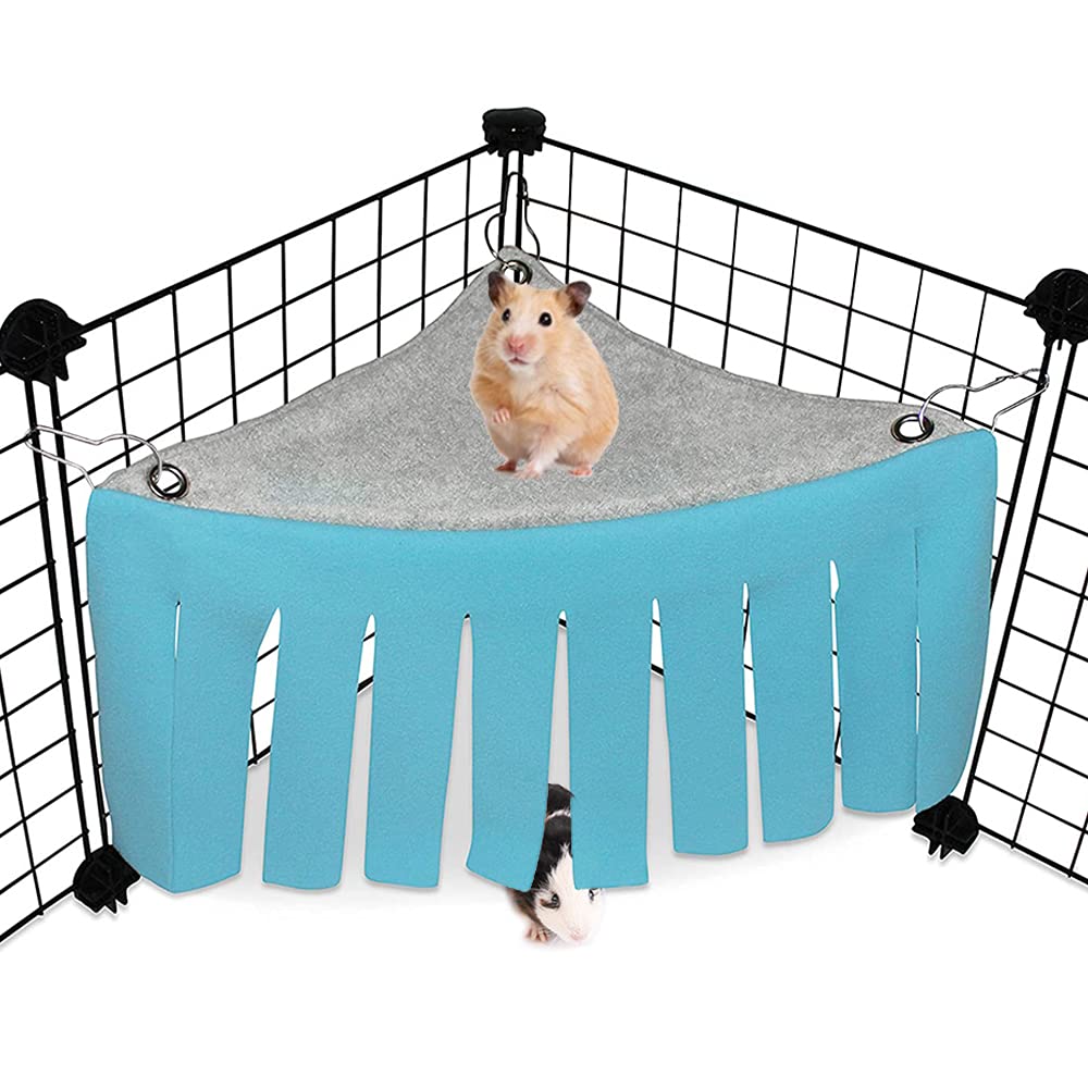 WishLotus Hamster Hideout, Small Animal Hideaway Tent Fleece Forest Pet Cage Accessories Nest Bedding for Guinea Pig Chinchilla Hedgehog Rat Squirrel Ferret Dwarf Bunny (Blue+Grey) Blue+Grey - PawsPlanet Australia