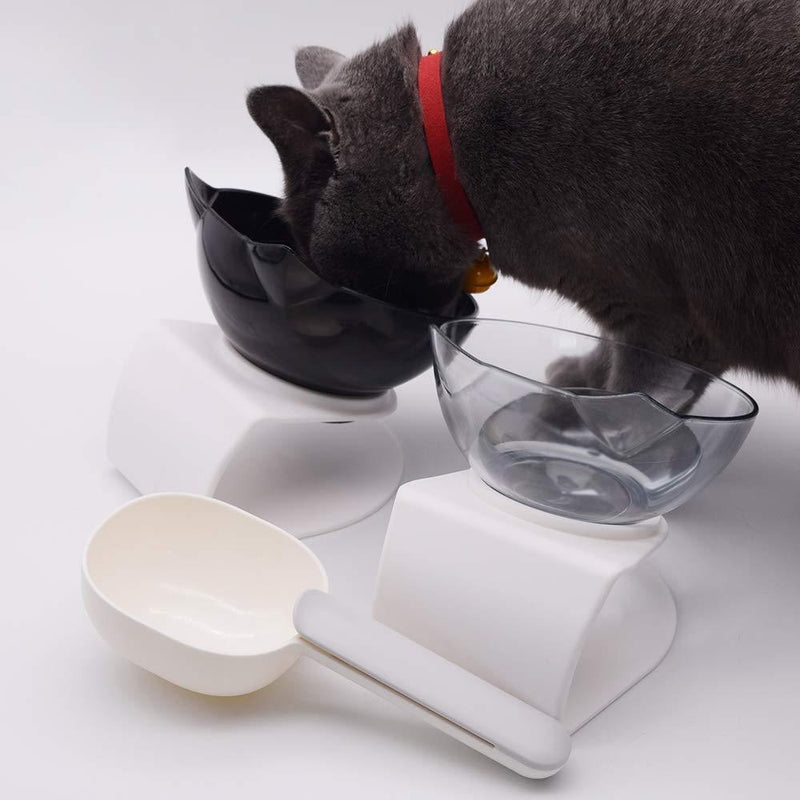 KMSYCATS Cat Bowls Set，Two Separate Bowls Plus Multifunctional Feeding Spoon，15°Tilt to Protect the Neck，Non-Slip and Splash-Proof, Durable, Disassemble, Easy to Clean For Cats - PawsPlanet Australia