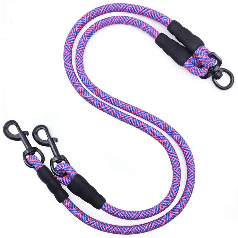 Mycicy Double Dog Lead Coupler, for Two Dogs, No Tangle 360° Swivel Rotation Dual Strong Lead, for Large Medium Small Puppy Dogs Small (1/3"D x 33"L) Pinkblue - PawsPlanet Australia