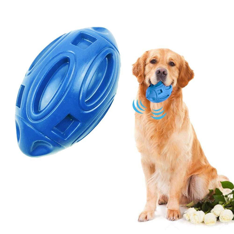 YF Dog Ball Indestructible Dog Toys, Tough Rubber Dog Rugby Ball Dog Chew Toy with Squeaker for Aggressive Chewers, Large/Medium Breed Dog Blue - PawsPlanet Australia