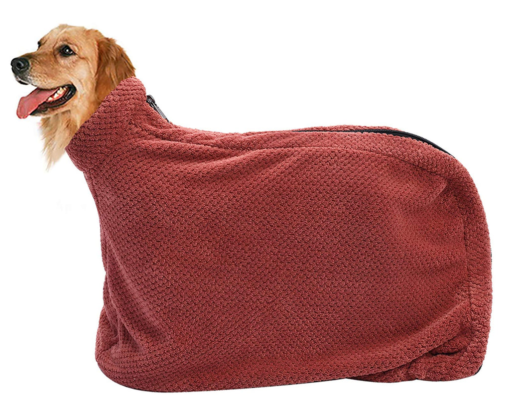 Ctomche Dog Pet drying bag,dog bag towel,dry fast dog bag,microfibre fast drying bags pet dog cat bath robe towel,Pet bag towel With Zipper Red-M Medium (Length:82CM) - PawsPlanet Australia