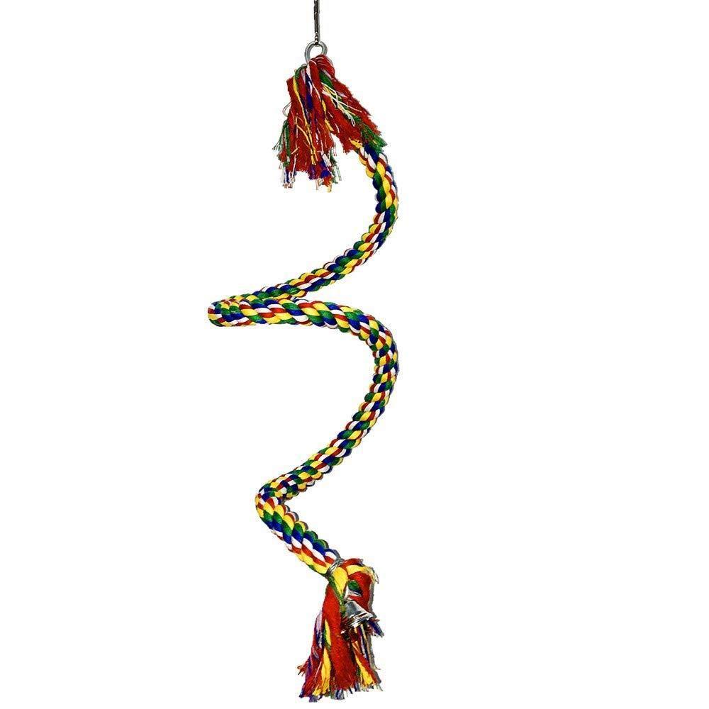 1 Piece Cotton Bird Rope Bungee Toy with Bells Parrot Chewing Toy for Parrot Pet Bird Finch African Greys Cockatoo (0.5M) - PawsPlanet Australia