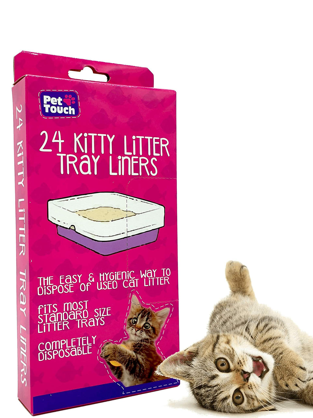 Pet Touch 24 Kitty Cat Litter Trays Liners | Cat Tray Liners | Fits to Most Cat Litter Tray Liners | Disposable & Hygienic Cat Litter Liners (1 Box (24 Liners)) 1 Box (24 Liners) - PawsPlanet Australia