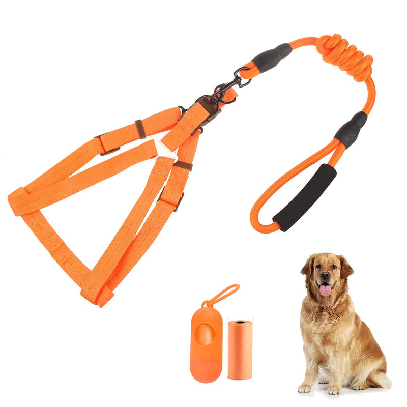 BundleMall Dog Leash and Vest Harness Set,Durable Adjustable Dog Rope,Nylon Toughness Pull Dog Leash,For Heavy Medium Large Dogs Training Walking (X-Large, orange) X-Large - PawsPlanet Australia