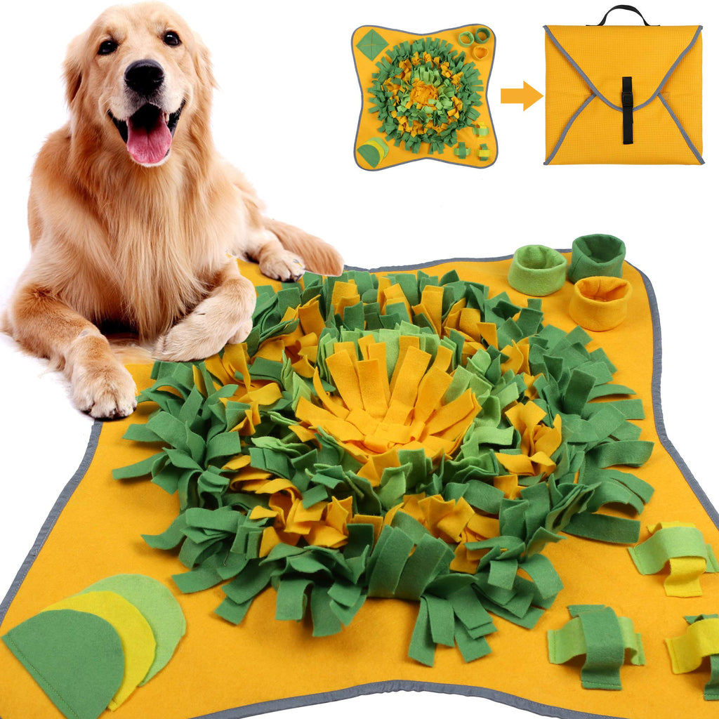 Aumket Snuffle Mat for Dogs,Interactive Food IQ Toy, Dog Training Pad to Encourages Natural Foraging Skills and Release Stress (Yellow-Green) Yellow-Green - PawsPlanet Australia