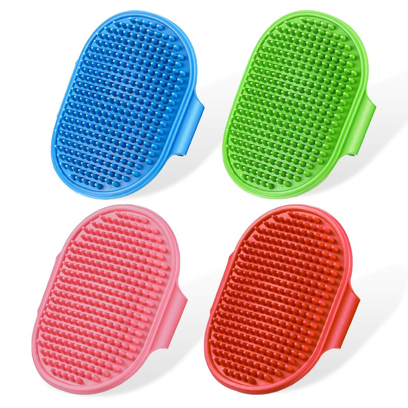 4 Pack Dog Bath Brushes,Pet Grooming Brush, Soothing Massage Rubber Comb for Long Short Hair Dog and Cat, Pet Massage Shower Brush for Cleaning Loose Fur and Dirt - PawsPlanet Australia