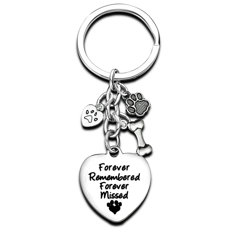 Pet Memorial Keyring Pet Lover Heart Keychain Dog Cat Paw Dog Tag Keychain Key Ring Pet Sympathy Gift for Pet Lover (Forever Remembered) Forever Remembered - PawsPlanet Australia