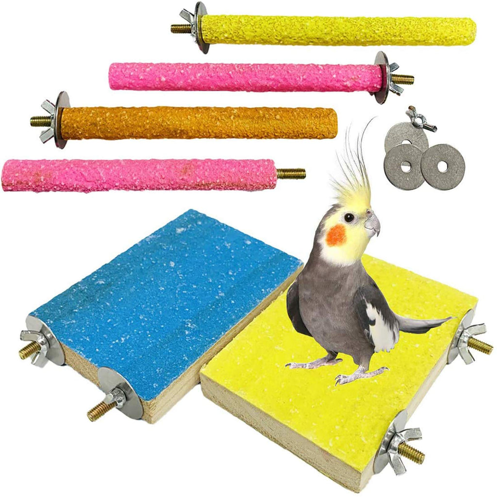 PINVNBY Bird Perch Stand Toy Natural Wooden Parrot Claw Sticks Budgie Playground Grinding Paw Cage Accessories Exercise Toy for Cockatiel Conure Parakeet - PawsPlanet Australia