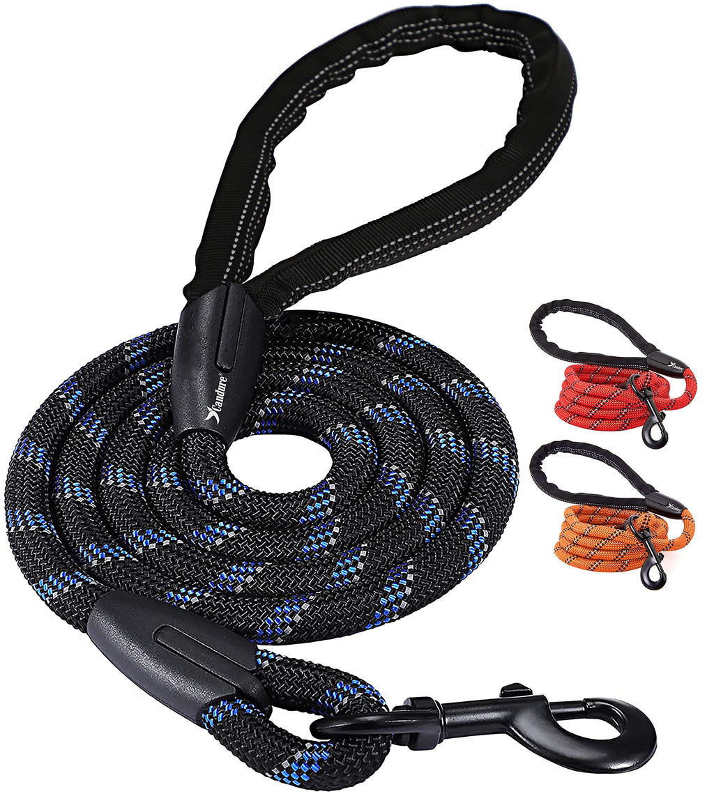 Candure Dog Lead with Soft Padded and Anti Slip Comfortable Rope Handle, 5 FT Strong Dog Leads, Highly Reflective Dog Leash for Puppy, Medium and Large Dogs Black - PawsPlanet Australia