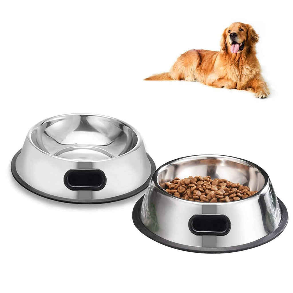 SUOXU Medium Dog Bowl, 2 Stainless Steel Dog Bowls, Dog Plate Bowls With Non-slip Rubber Bases, Medium and Large Pet Bowl For Feeding Water and Food (22cm) 22cm - PawsPlanet Australia
