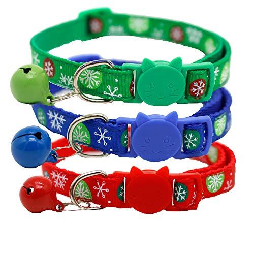 Moonpet Christmas Cat Kitty Collar with Bell Breakaway- 3pcs - PawsPlanet Australia