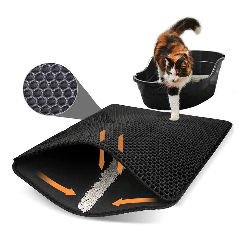 Cat Litter Mat Litter Trapping Mat Scratching Pads for Cat with Honeycomb Foldable Double Layer Design Water & Urine Proof Easy Clean Waterproof EVA Material BPA Fits Under Litter Box Floor-40x50cm - PawsPlanet Australia