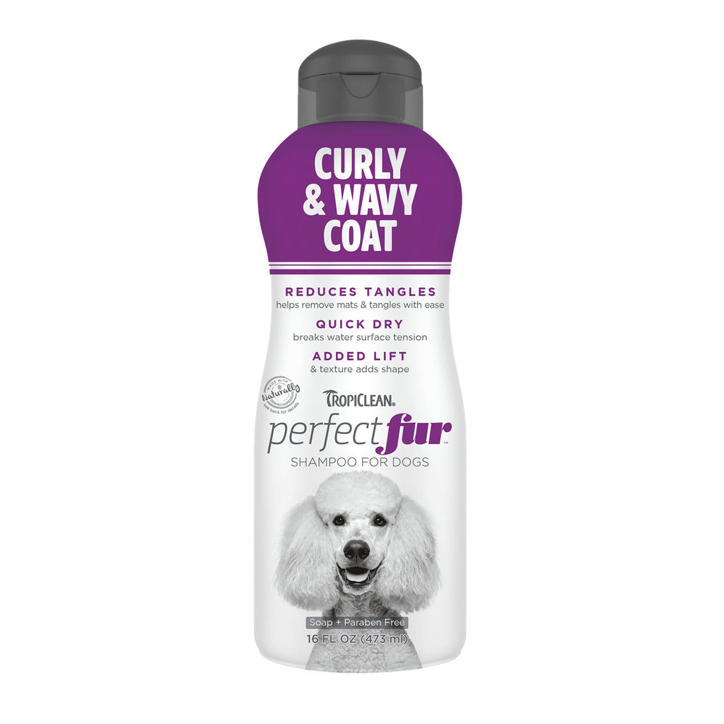 Tropiclean PerfectFur Curly & Wavy Coat Shampoo for Dogs, 16oz - Made in USA - Detangling & Dematting Formula for Thick, Wiry Breeds like Poodles - Helps Loosen Mats & Tangles - Naturally Derived - PawsPlanet Australia