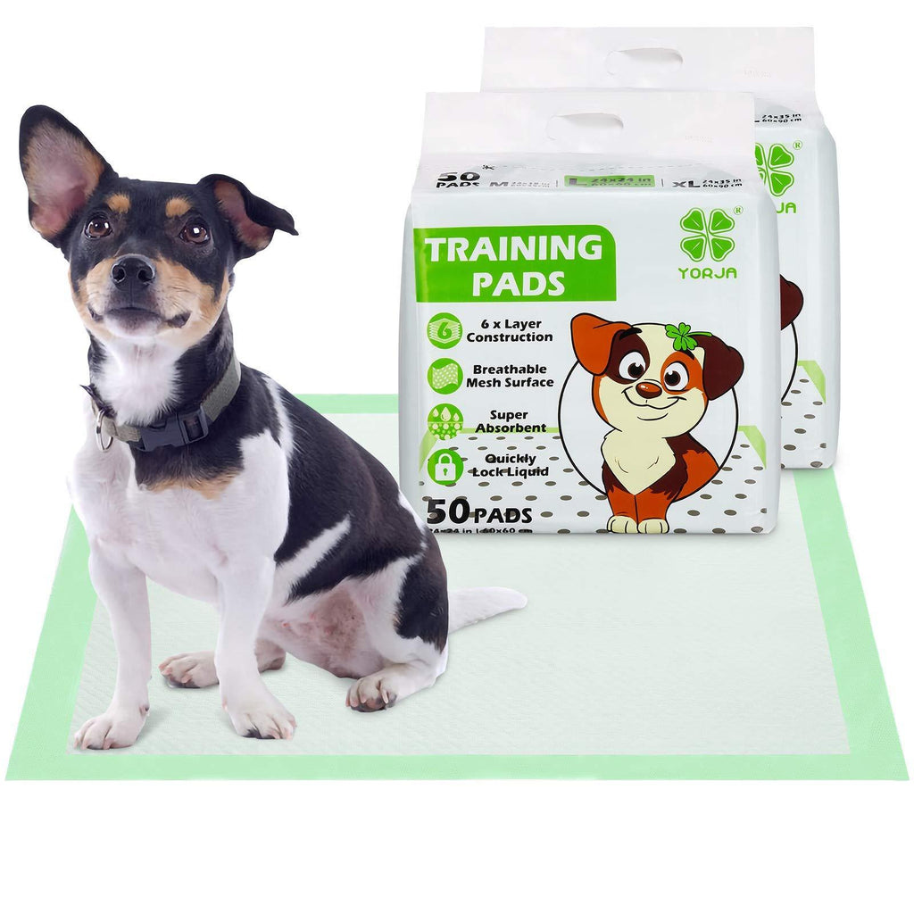 YORJA Puppy Training Pads 100 Pack-60 x 60cm Super Absorbent Large Dog Pee Pads with Breathable Mesh Surface 100 Pads - PawsPlanet Australia