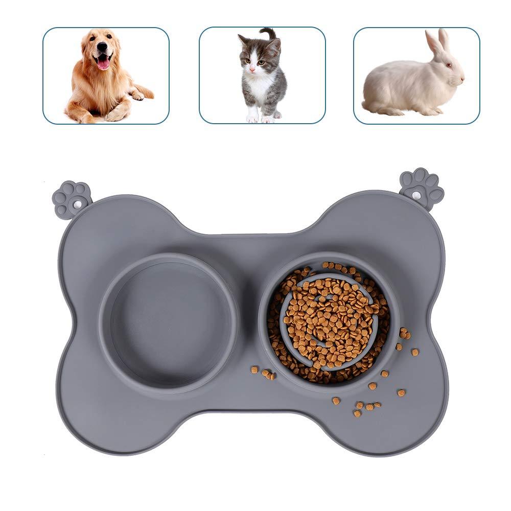 Blingbin Slow Eating Pet Bowls, 2-in-1 Dog Food Bowl, Dog Food Mat Pet Double Bowl Silicone Dog Bowls Anti-Choking Dog Feeding Mat, Hedgehog Bowl Cat Bowls With Stand, 20.44 * 13.76 inch - PawsPlanet Australia