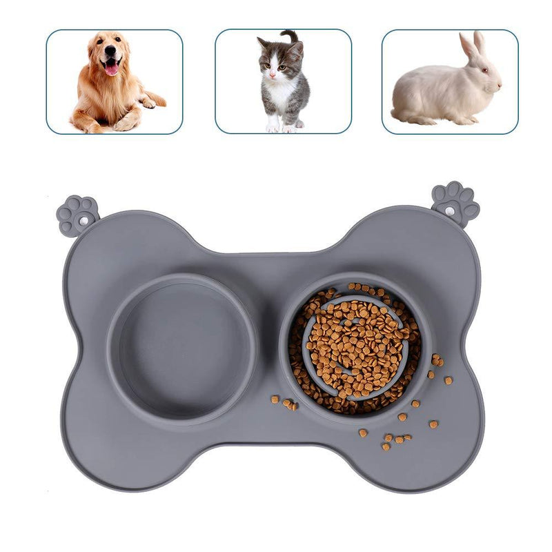 Blingbin Slow Eating Pet Bowls, 2-in-1 Dog Food Bowl, Dog Food Mat Pet Double Bowl Silicone Dog Bowls Anti-Choking Dog Feeding Mat, Hedgehog Bowl Cat Bowls With Stand, 20.44 * 13.76 inch - PawsPlanet Australia