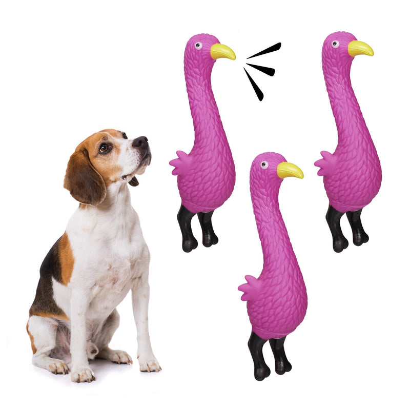 Relaxdays Flamingo Dog Toy 3 Pack Squeaky Puppy Small & Medium Dogs PVC Squeaky Toy Pink - PawsPlanet Australia