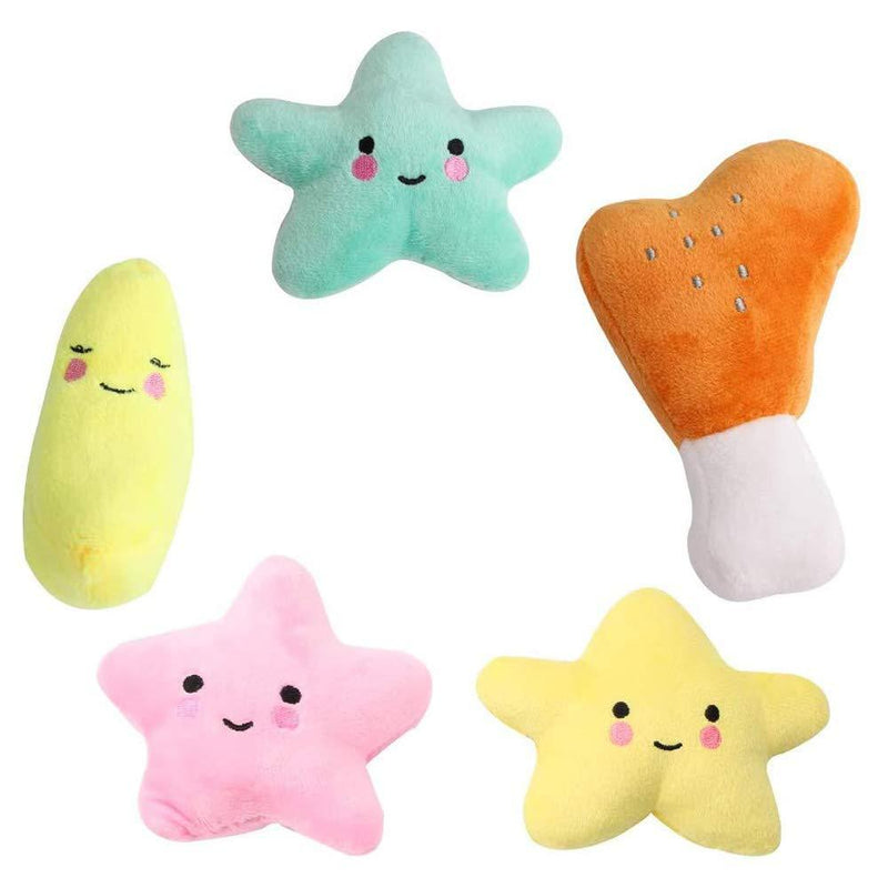 N\A 5 Pack Dog Toy Dog Squeaky Toys Cute Food Design Soft Plush Toys Dog Chew Toy Set for Small Medium Dogs Cats 5 Styles - PawsPlanet Australia