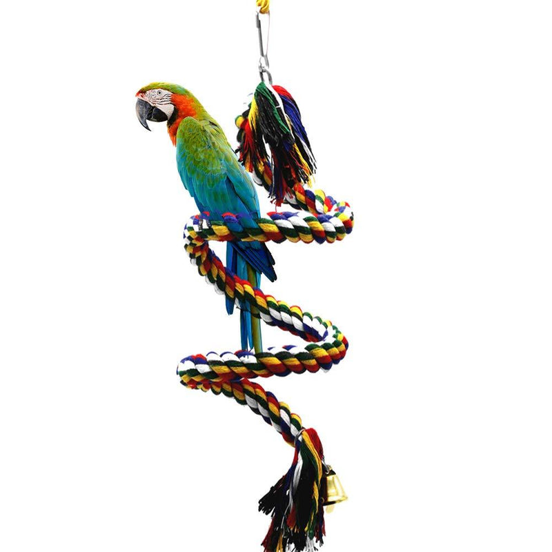 LOMYLM Budgie Toys Parrot Perches Colorful Rope with Hanging Clip & Bell for Cage Birds Climbing Standing Chewing (79”/200cm) 79”/200cm - PawsPlanet Australia