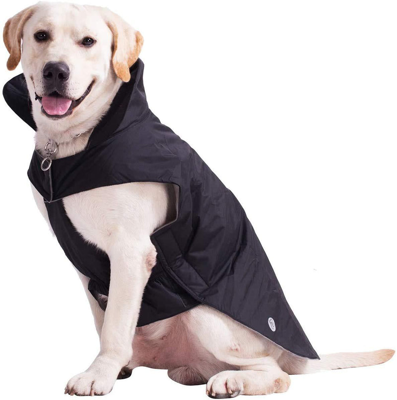 Pro Plums Dog Winter Jacket,Cozy Cotton Waterproof Dog Coat for Cold Weather with Furry Hole Design Collar for Small Medium Large Dogs (XXL, Black) - PawsPlanet Australia