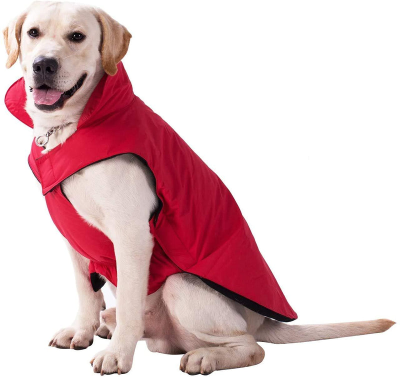 Pro Plums Dog Winter Jacket,Cozy Cotton Waterproof Dog Coat for Cold Weather with Furry Hole Design Collar for Small Medium Large Dogs (XXL, Red) - PawsPlanet Australia