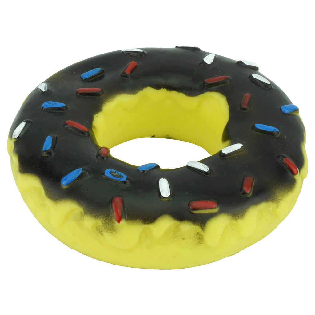 HOVUK® 13cm Dog Toys Puppy Toys, Dog Chew Toys Donut and Doughnut Squeaky Dog Toys Indestructible Tough Durable Dog Dental Care chew toy (Black). Black - PawsPlanet Australia