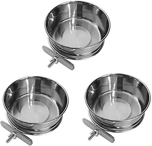 13C 3pcs Bird Feeding Dish Cups Stainless Steel Parrot Feeding Cups with Clamp Holder Animal Cage Water Food Bowl Bird Cage Cups for Feeding and Watering Birds, Parrots, Chicken and Small Animals(S) - PawsPlanet Australia