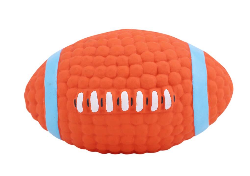 Dogs Squeaky Chew Toy Balls Anti-bite Cleaning Teeth Latex Rubber Toy Balls for Small Medium Dogs Pet Interactive Vocal Training Balls Dog Fetch Play Toys rugby - PawsPlanet Australia