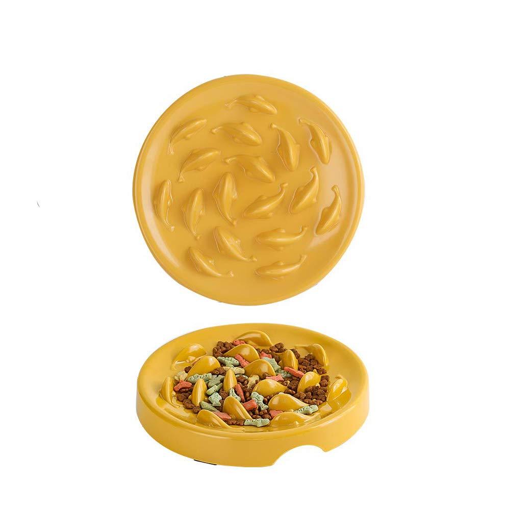 Slow Feeder Cat Bowl,Melamine Fun Interactive Feeder Bloat Stop Puzzle Cat Bowl Preventing Feeder Anti Gulping Healthy Eating Diet Pet Dog Slow Feeding Bowls Against Bloat, Indigestion and Obesity Yellow - PawsPlanet Australia