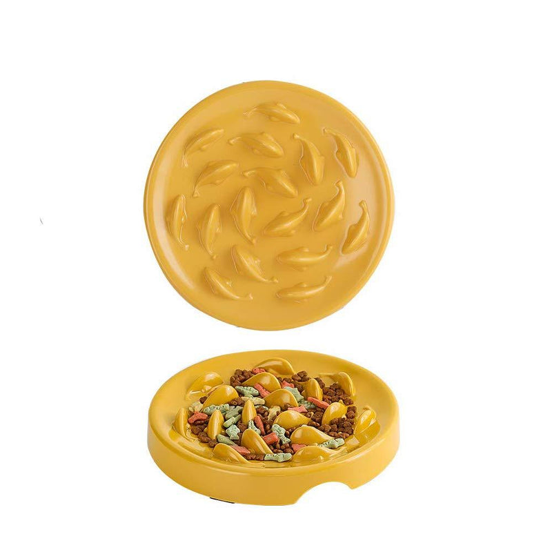 Slow Feeder Cat Bowl,Melamine Fun Interactive Feeder Bloat Stop Puzzle Cat Bowl Preventing Feeder Anti Gulping Healthy Eating Diet Pet Dog Slow Feeding Bowls Against Bloat, Indigestion and Obesity Yellow - PawsPlanet Australia