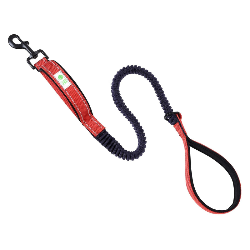 Mile High Life | 3Feet- 5Feet Dog Bungee Walking Leash w Control Handle | Reflective Gentle Pull Training Lead | Soft Padding Dog Poop Bag Holder Ring(Red ) Red - PawsPlanet Australia