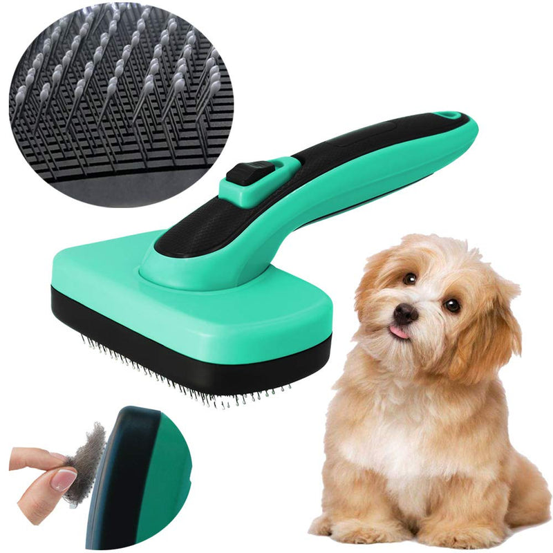 Briller Dog Brush, Cat Brush, Self Cleaning Slicker Brush, Removes Loose Hair and Dead Fur, Eliminates Tangles, Pet Grooming Brush,Suitable for Medium and Long Haired Dogs Cats Black - PawsPlanet Australia