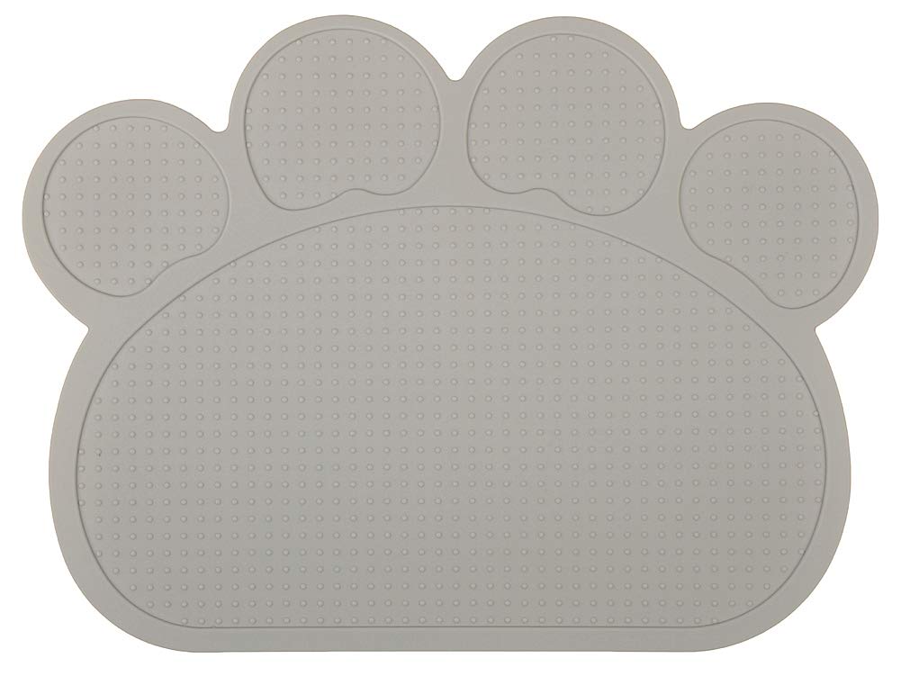 DM Paw-Shaped Silicone Cat Litter Box Mat,Kitty Scatter Control Rug,Pet Food Placemat,Door Mat,Waterproof & Washable,40x30 cm (Light Gray) - PawsPlanet Australia