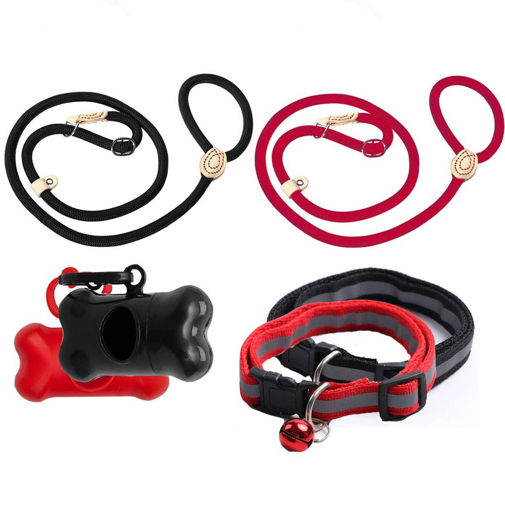 Xumier 6pcs Training Lead For Dogs with Comfortable Padded Handle Go out to walk the dog training P rope strong dog lead chain training lead for dogs 1.5m + Dog picking up poop bags + Dog bell collar - PawsPlanet Australia