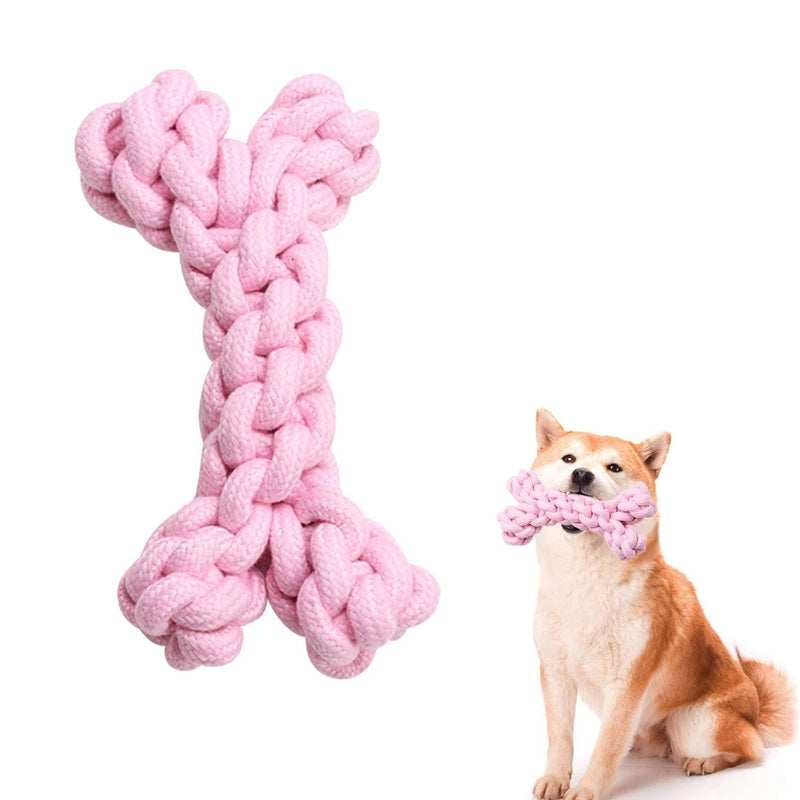 Nwvuop Puppy Cotton Rope Toy Pet Chew Toy Bite-Resistant Molar Dog Teeth Cleaning Rope Toy for Large Small Dogs Pets Rope Knot Pink - PawsPlanet Australia