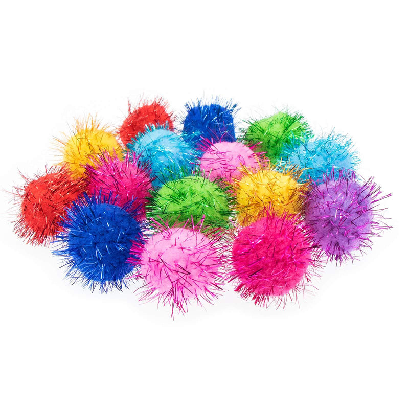 VAPKER 30 Piece 1.5" Assorted Color Sparkle Balls Cat's Favorite Toy Tinsel Pom Poms Glitter - PawsPlanet Australia