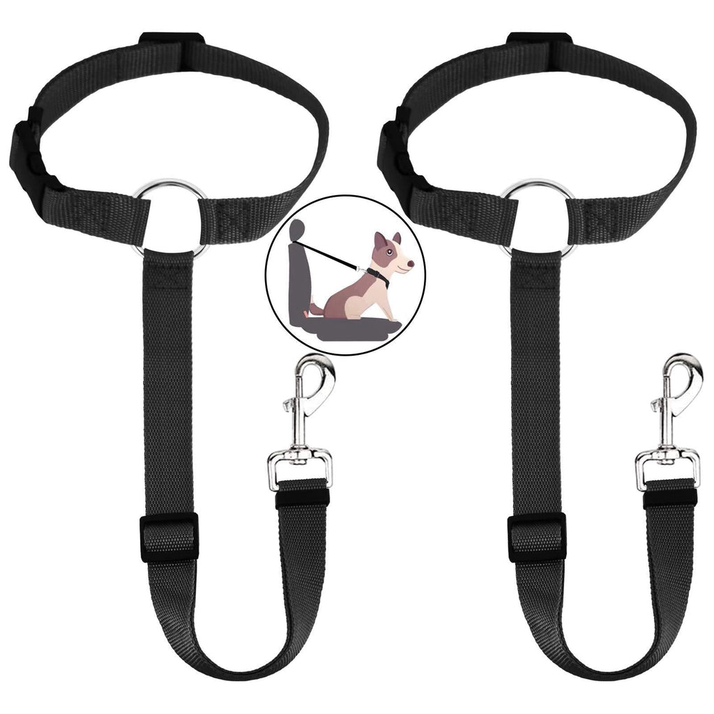 HONZUEN 2 Pack Universal Dog Pet Headrest Seat Belt Adjustable Durable Dog Car Harnesses Restraint with Carabiner, Dog LeadSafety Seatbelt belt for any Cars Vehicle, Black - PawsPlanet Australia